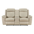 Nest Beige Double Reclining Loveseat with Center Console by Homelegance at Eve Furniture