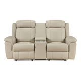 Nest Beige Double Reclining Loveseat with Center Console by Homelegance at Eve Furniture
