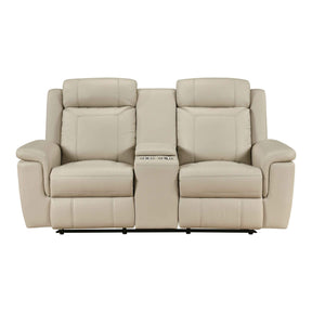 Nest Beige Double Reclining Loveseat with Center Console by Homelegance at Eve Furniture