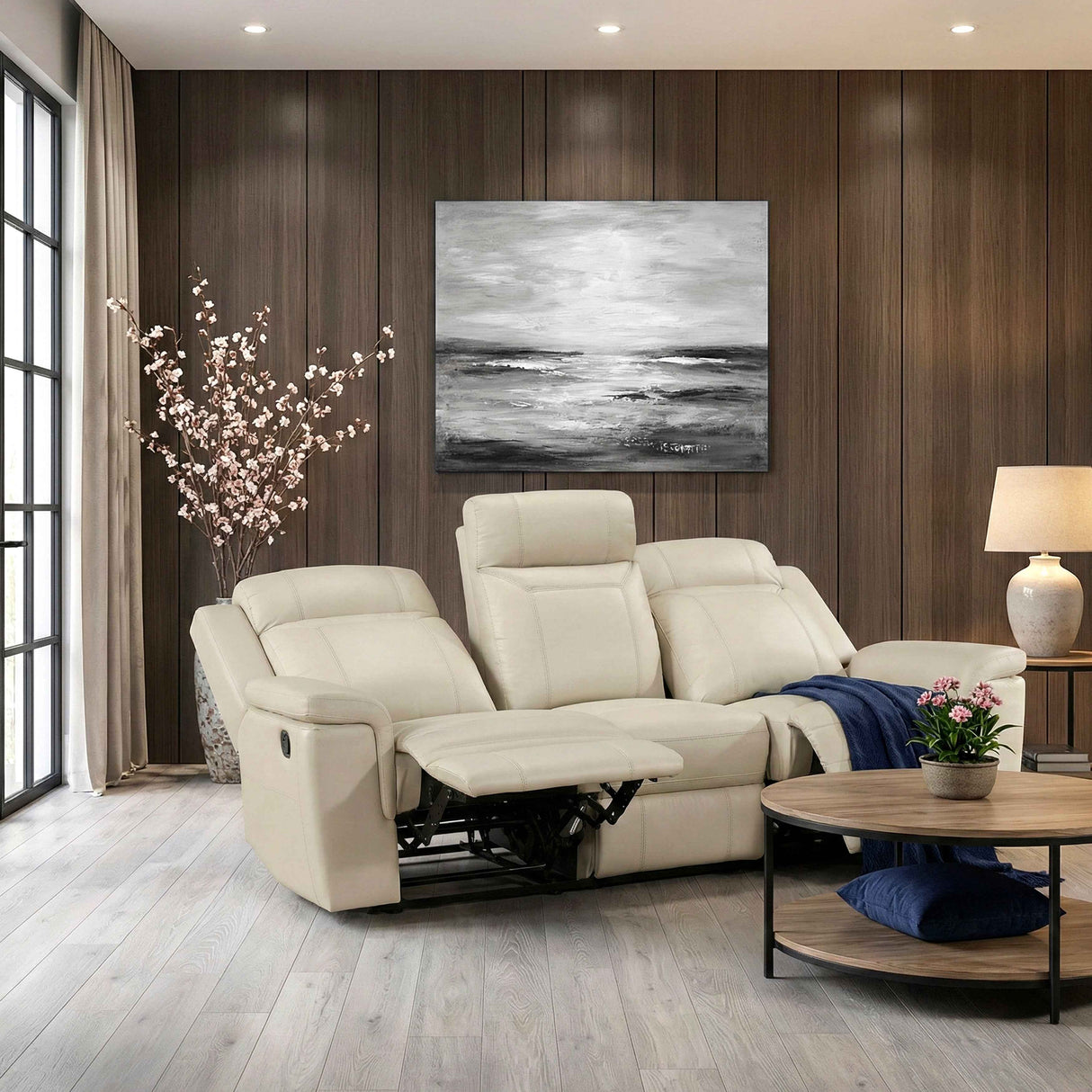 Nest Beige Double Reclining Sofa by Homelegance at Eve Furniture