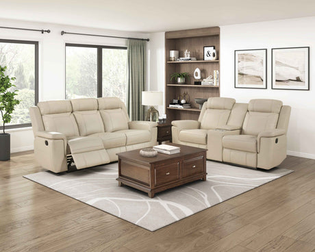 Nest Beige Double Reclining Sofa by Homelegance at Eve Furniture