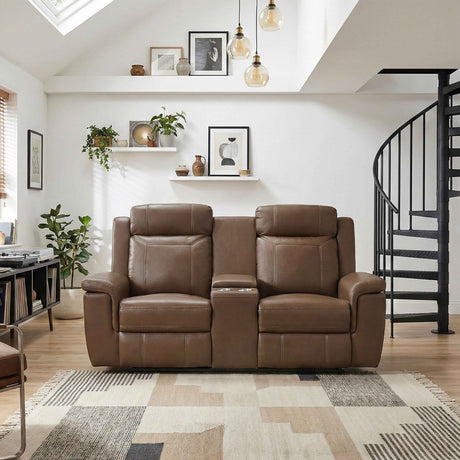 Nest Camel Double Reclining Loveseat with Center Console by Homelegance at Eve Furniture