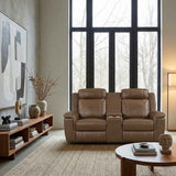 Nest Camel Double Reclining Loveseat with Center Console by Homelegance at Eve Furniture