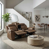 Nest Camel Double Reclining Loveseat with Center Console by Homelegance at Eve Furniture