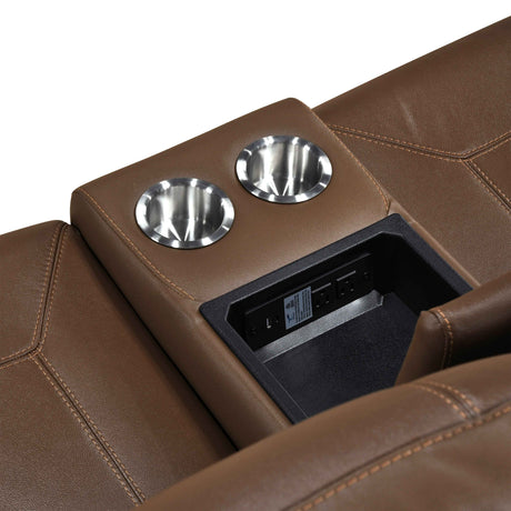 Nest Camel Double Reclining Loveseat with Center Console by Homelegance at Eve Furniture