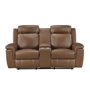 Nest Camel Double Reclining Loveseat with Center Console by Homelegance at Eve Furniture