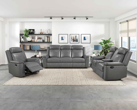 Nest Dark Gray Double Reclining Loveseat with Center Console by Homelegance at Eve Furniture
