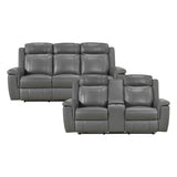 Nest Dark Gray Double Reclining Loveseat with Center Console by Homelegance at Eve Furniture