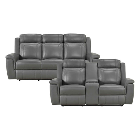 Nest Dark Gray Double Reclining Loveseat with Center Console by Homelegance at Eve Furniture