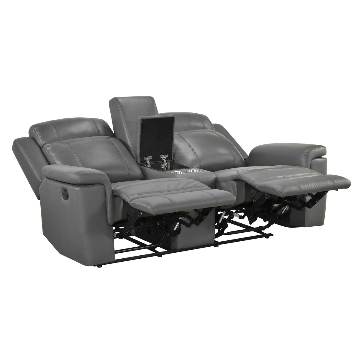 Nest Dark Gray Double Reclining Loveseat with Center Console by Homelegance at Eve Furniture