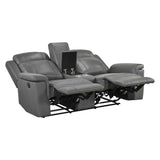 Nest Dark Gray Double Reclining Loveseat with Center Console by Homelegance at Eve Furniture