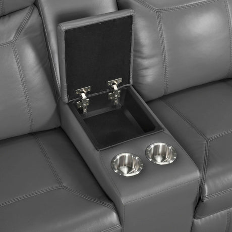 Nest Dark Gray Double Reclining Loveseat with Center Console by Homelegance at Eve Furniture