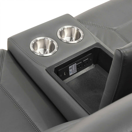 Nest Dark Gray Double Reclining Loveseat with Center Console by Homelegance at Eve Furniture