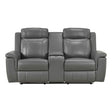 Nest Dark Gray Double Reclining Loveseat with Center Console by Homelegance at Eve Furniture