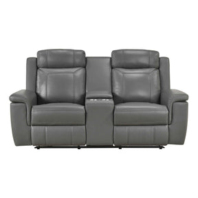 Nest Dark Gray Double Reclining Loveseat with Center Console by Homelegance at Eve Furniture