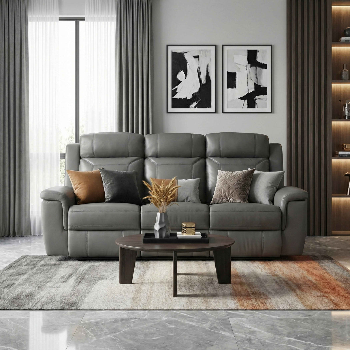 Nest Dark Gray Double Reclining Sofa by Homelegance at Eve Furniture