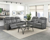 Nest Dark Gray Double Reclining Sofa by Homelegance at Eve Furniture
