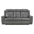 Nest Dark Gray Double Reclining Sofa by Homelegance at Eve Furniture