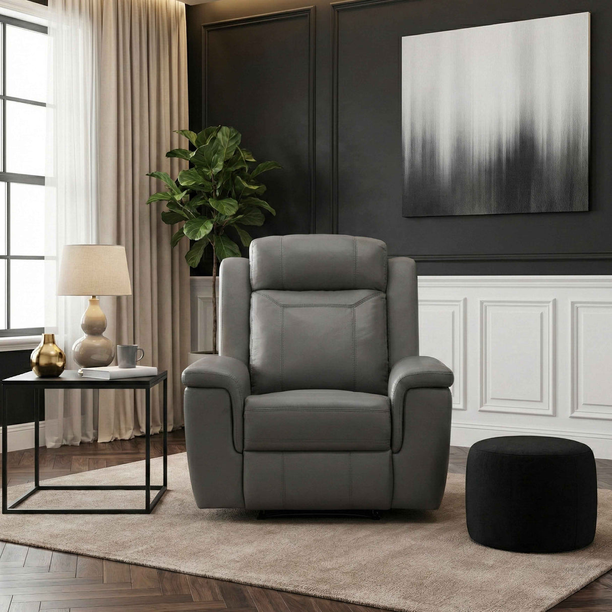 Nest Dark Gray Reclining Chair by Homelegance at Eve Furniture