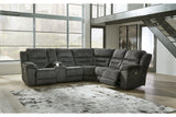 Nettington Smoke 3-Piece Power Reclining Sectional by Ashley at Eve Furniture