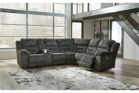Nettington Smoke 3-Piece Power Reclining Sectional by Ashley at Eve Furniture