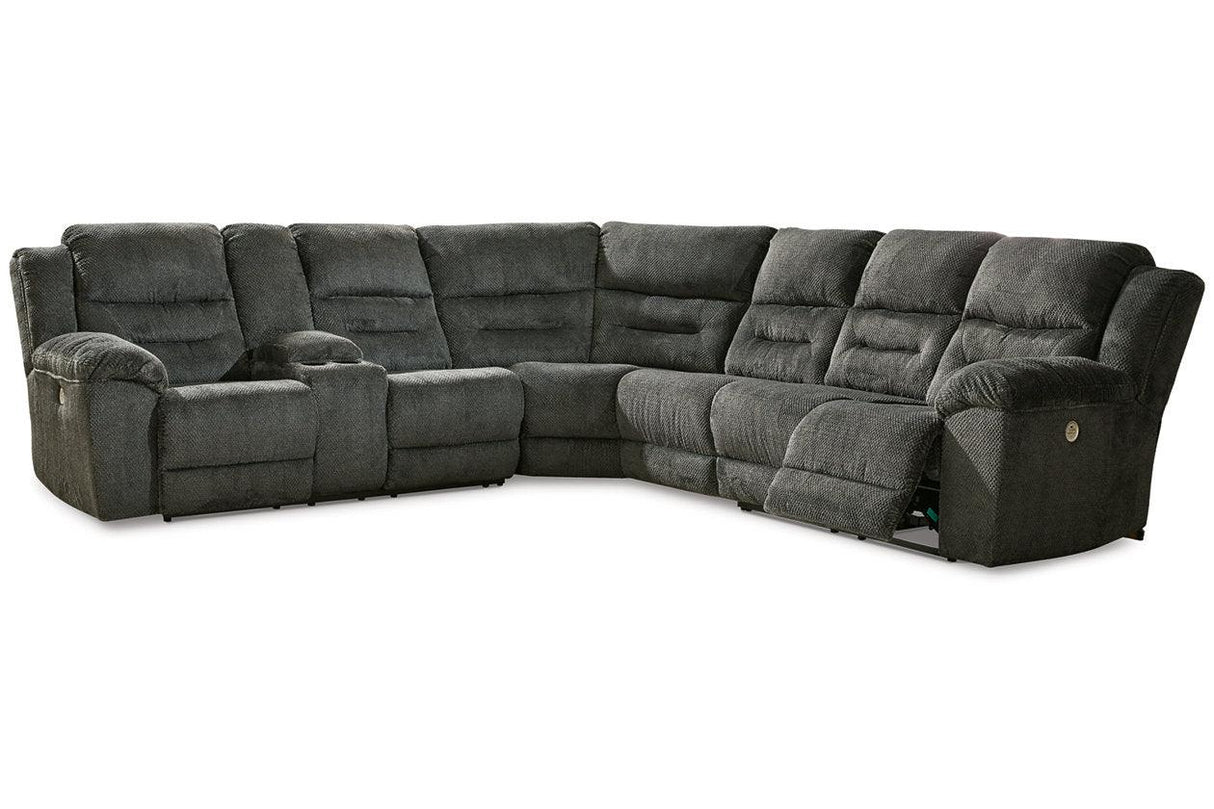 Nettington Smoke 4-Piece Power Reclining Sectional by Ashley at Eve Furniture