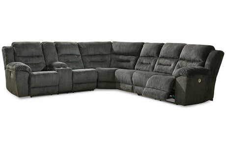Nettington Smoke 4-Piece Power Reclining Sectional by Ashley at Eve Furniture