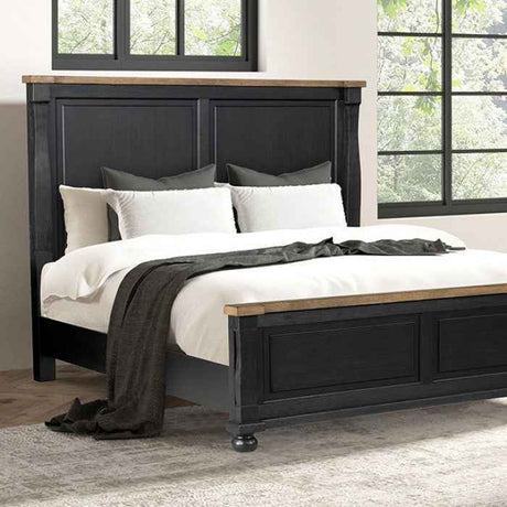 Neue Mills Black/Rustic Oak 5-Piece Queen Bedroom Set (N1) by Furniture of America at Eve Furniture