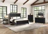 Neue Mills Black/Rustic Oak 5-Piece Queen Bedroom Set (N1) by Furniture of America at Eve Furniture