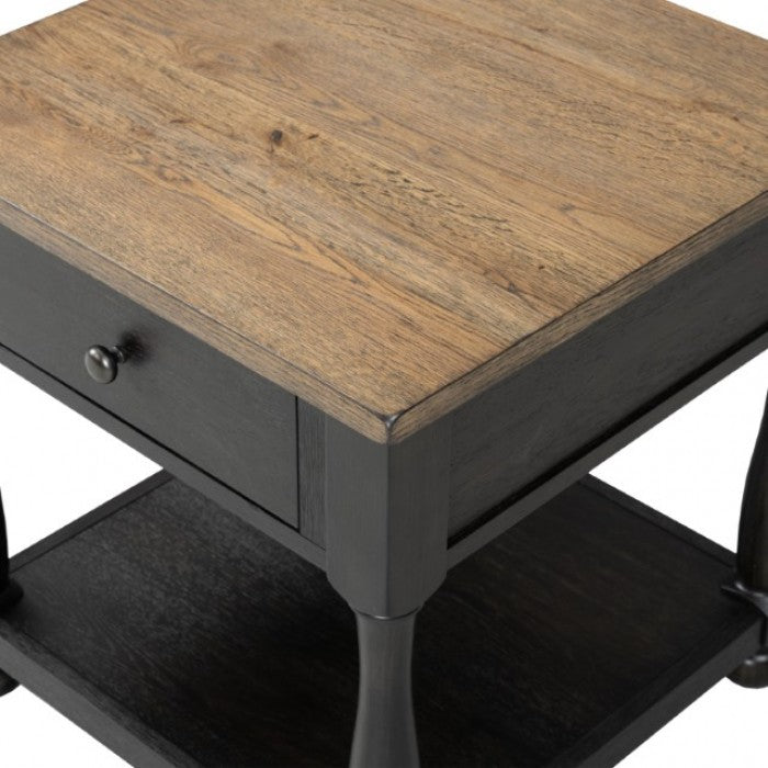 Neue Mills Weathered Black/Brown End Table by Furniture of America at Eve Furniture
