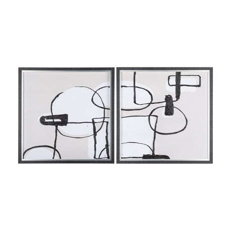 Neutral Shapes I by Mercana Studio a Hand Embellished Textured Framed Art Print Matted under Glass by Mercana at Eve Furniture