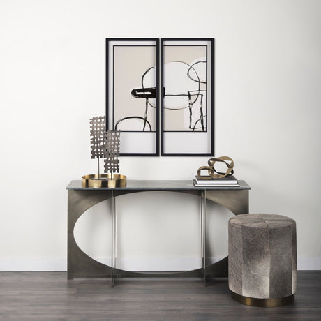 Neutral Shapes I by Mercana Studio a Hand Embellished Textured Framed Art Print Matted under Glass by Mercana at Eve Furniture