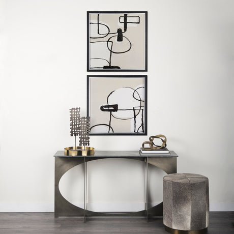 Neutral Shapes I by Mercana Studio a Hand Embellished Textured Framed Art Print Matted under Glass by Mercana at Eve Furniture
