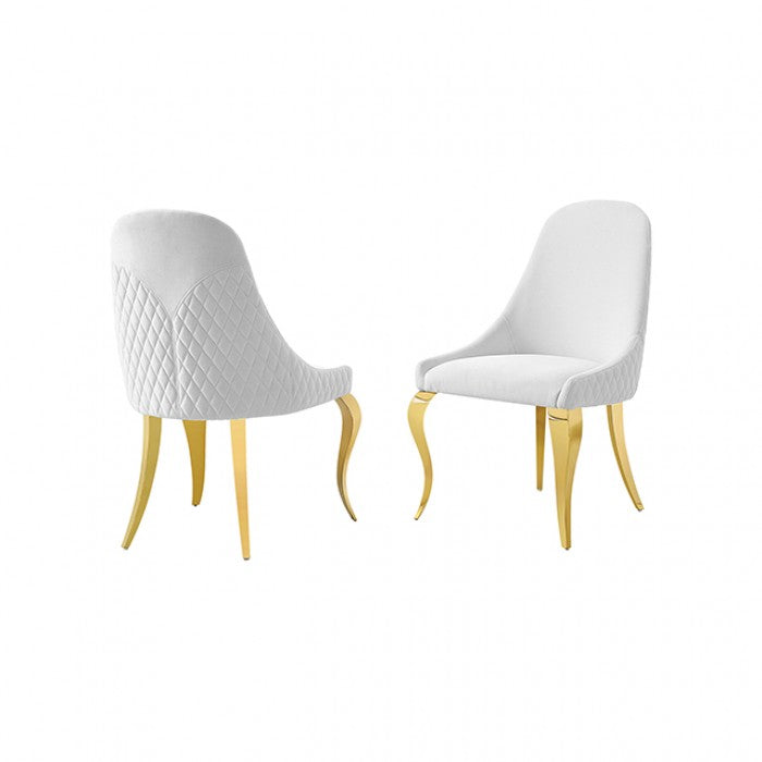 Neuveville Gold/White Upholstered Side Chair Set of 2 by Furniture of America at Eve Furniture