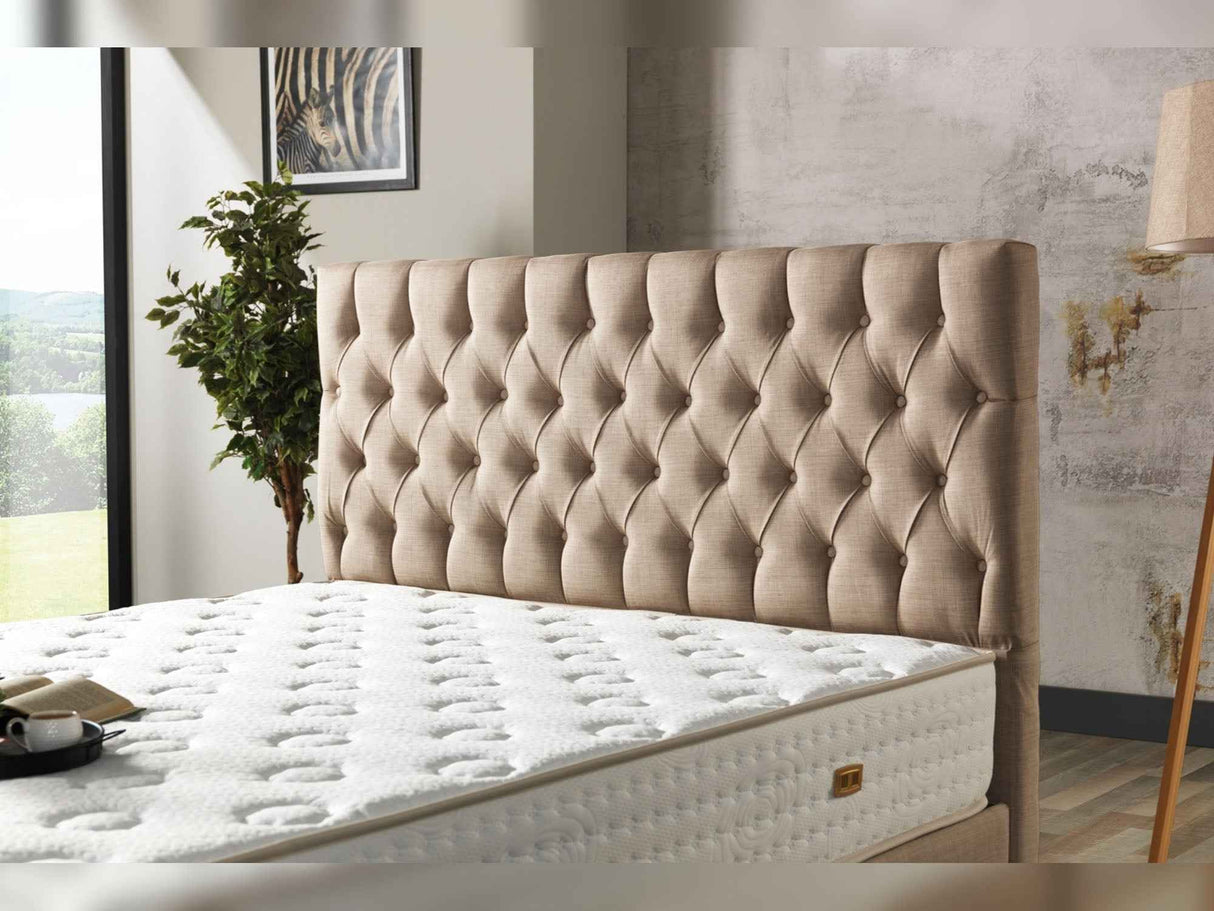 Nevada Storage Bed With Headboard Cream by Furnia at Eve Furniture
