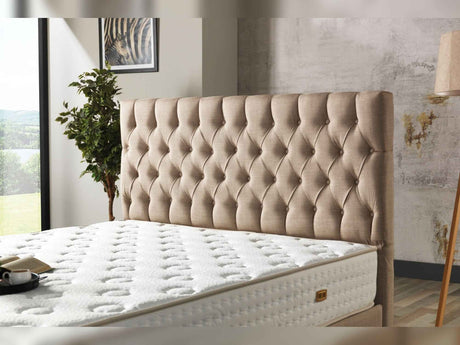 Nevada Storage Bed With Headboard Cream by Furnia at Eve Furniture