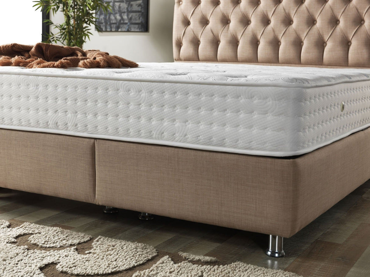 Nevada Storage Bed With Headboard Cream by Furnia at Eve Furniture