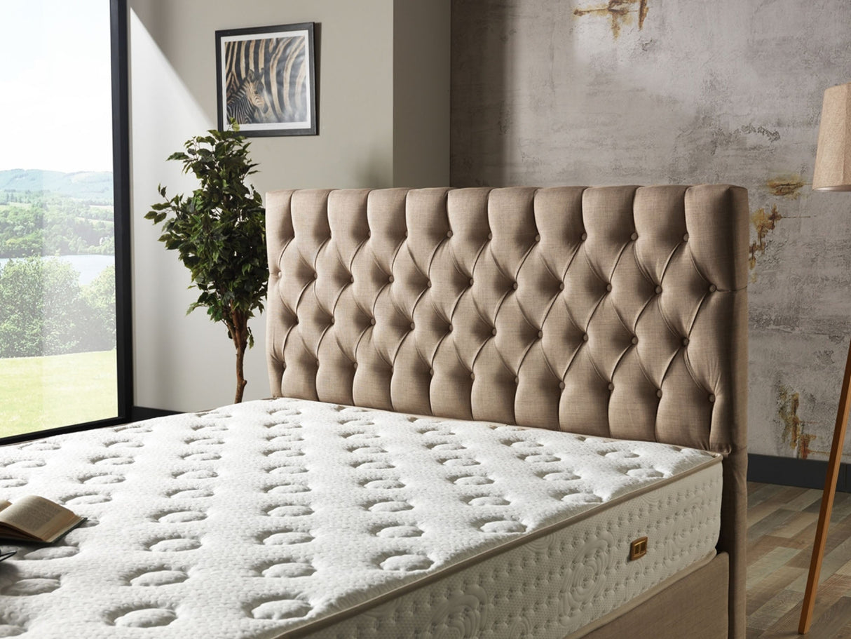 Nevada Storage Bed With Headboard Cream by Furnia at Eve Furniture