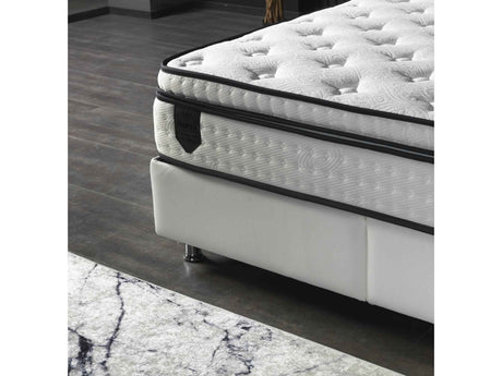 Nevada Storage Bed With Headboard White Vinyl by Furnia at Eve Furniture