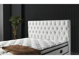 Nevada Storage Bed With Headboard White Vinyl by Furnia at Eve Furniture