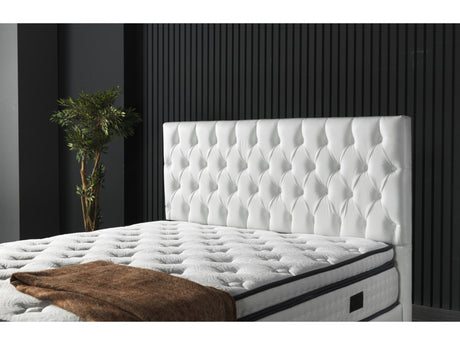 Nevada Storage Bed With Headboard White Vinyl by Furnia at Eve Furniture
