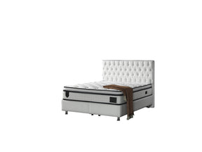 Nevada Storage Bed With Headboard White Vinyl by Furnia at Eve Furniture