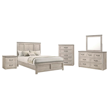 Nevado Grey and Weathered Taupe 5-Piece Eastern King Panel Bedroom Set by Coaster at Eve Furniture