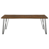 Neve Sheesham Gray/Gunmetal Live-edge Dining Table with Hairpin Legs