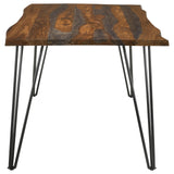 Neve Sheesham Gray/Gunmetal Live-edge Dining Table with Hairpin Legs by Coaster at Eve Furniture