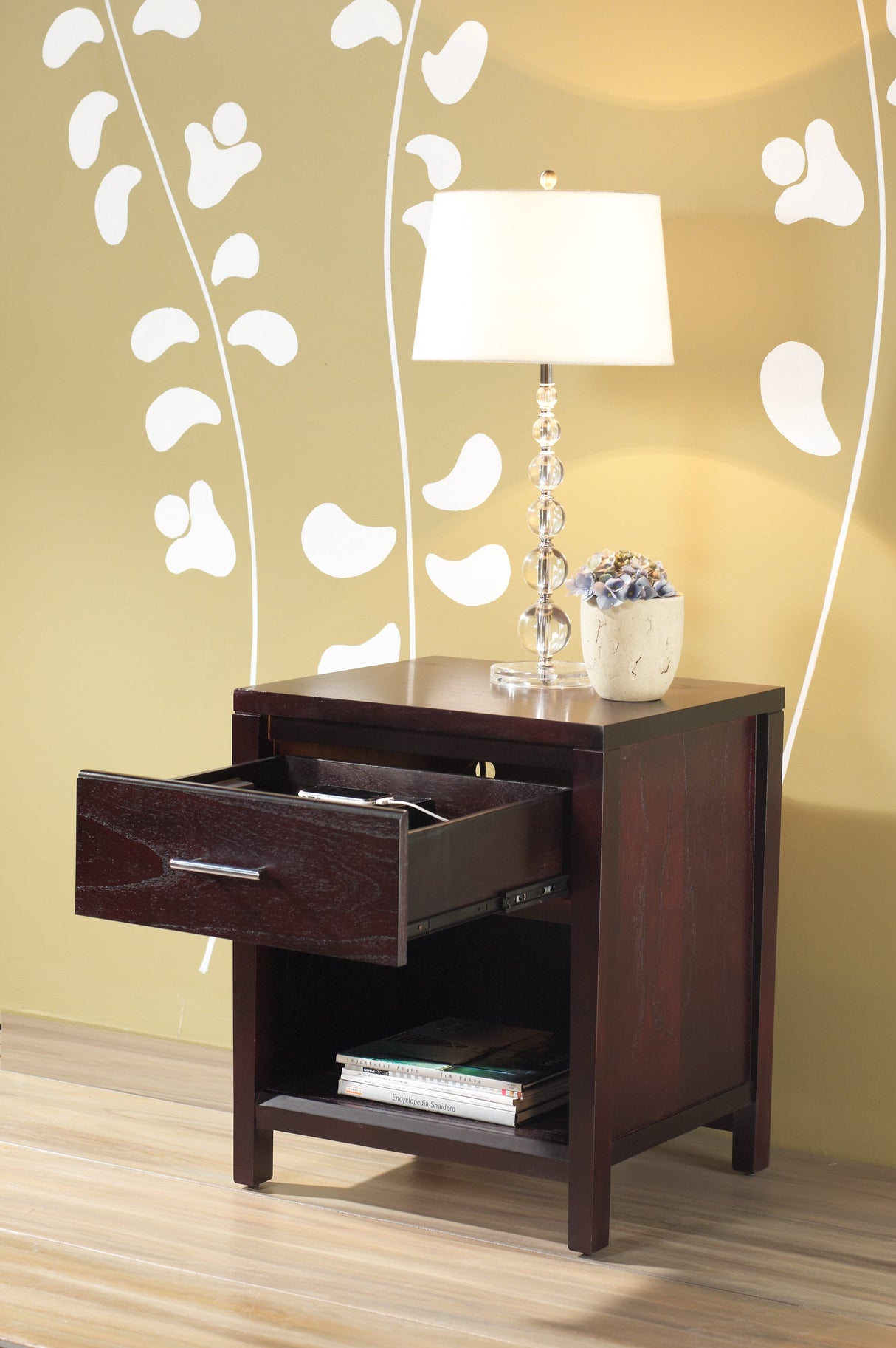 Nevis Charging Station Nightstand in Espresso by Modus Furniture at Eve Furniture