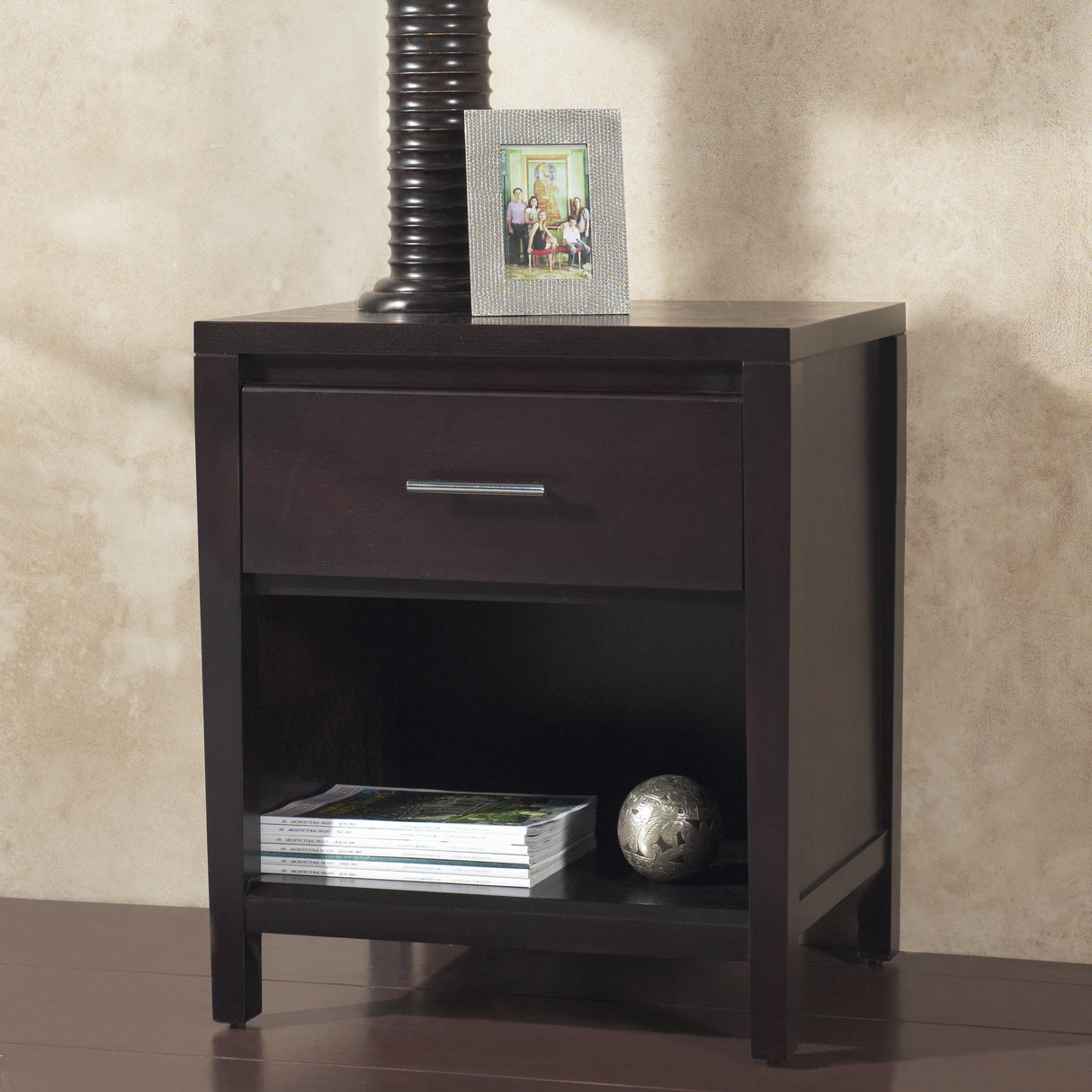 Nevis Charging Station Nightstand in Espresso by Modus Furniture at Eve Furniture