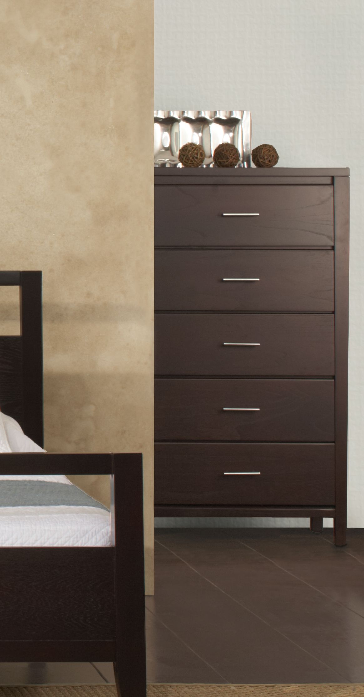 Nevis Five Drawer Chest in Espresso by Modus Furniture at Eve Furniture
