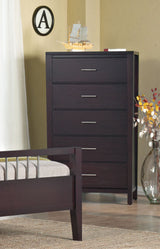 Nevis Five Drawer Chest in Espresso by Modus Furniture at Eve Furniture