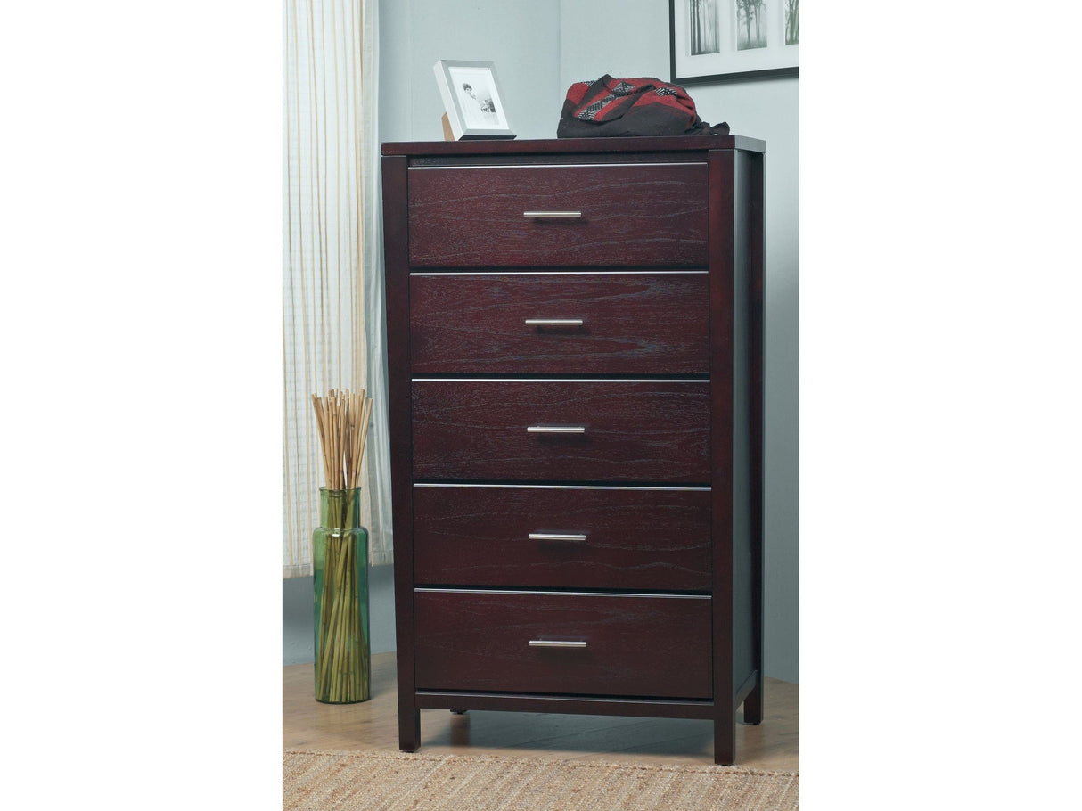 Nevis Five Drawer Chest in Espresso by Modus Furniture at Eve Furniture